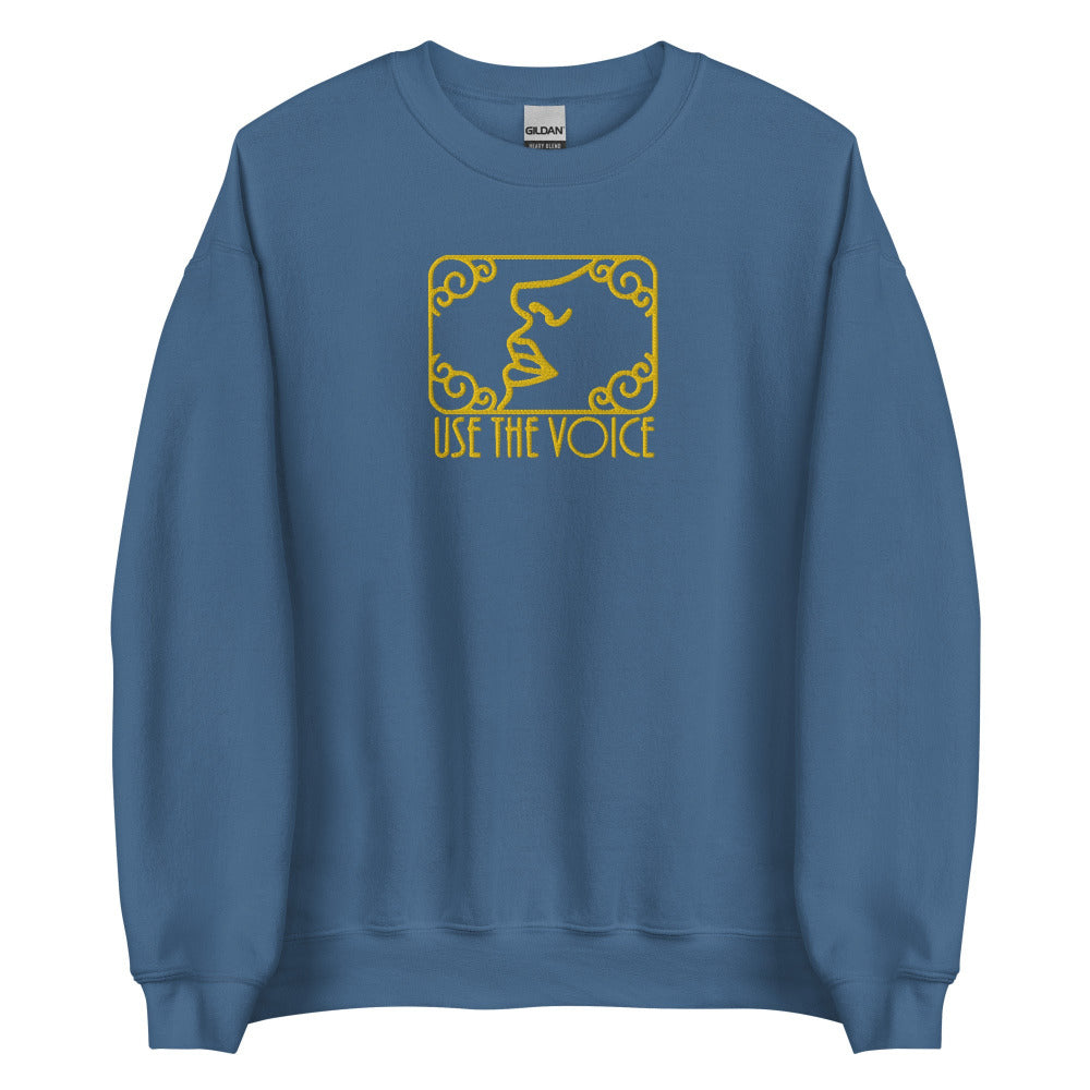 Use The Voice Embroidered Sweatshirt - Indigo Blue Color